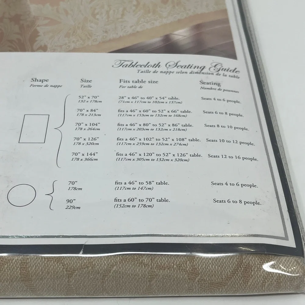 Waterford Linens Chaparrel Beige Fabric Tablecloth 52x70 Oblong Floral Jacquard